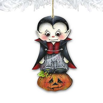 Set of 2 - Dracula Wooden Holiday Ornaments Halloween by J. Mills-Price - Thanksgiving Halloween Decor