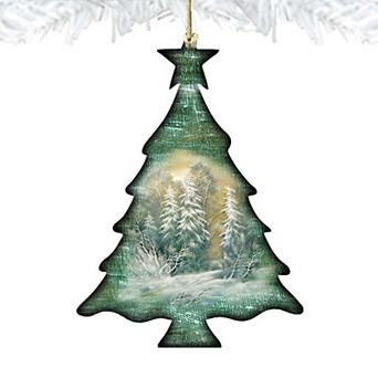 Set of 2 - Woodsy Tree Wooden Christmas Ornaments by G. DeBrekht - Christmas Decor