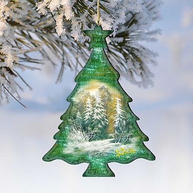 Set of 2 - Woodsy Tree Wooden Christmas Ornaments by G. DeBrekht - Christmas Decor