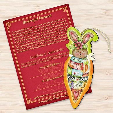 Set of 2 - Carrot Bonney Wooden Holiday Ornaments Spring by J. Mills-Price - Easter Spring Decor