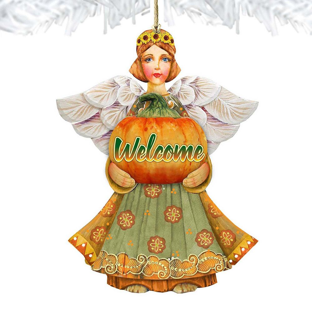 Set of 2 - Fall Angel Wooden Holiday Ornaments Fall by G. DeBrekht ...