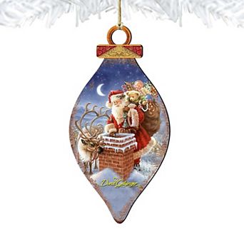 Set of 2 - Faithful Friends Santa Wooden Christmas Ornaments by Gelsinger - Christmas Santa Snowman Decor