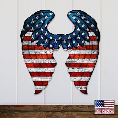 USA Wings Holiday 24" Wooden Door Decor by G. DeBrekht Handcrafted American Christmas Decor