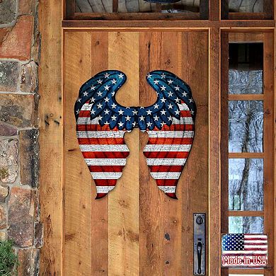USA Wings Holiday 24" Wooden Door Decor by G. DeBrekht Handcrafted American Christmas Decor