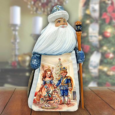Clara And Nutcracker Prince Santa Wood Carved Figurine By G. Debrekht