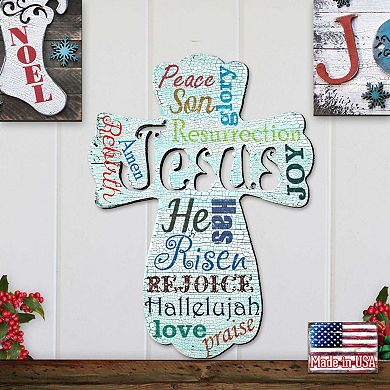 Jesus Cross Easter 24-Inch Handcrafted Wooden Door Decor by G. DeBrekht Spring Decor