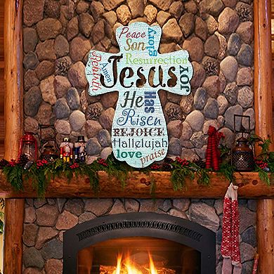 Jesus Cross Easter 24-Inch Handcrafted Wooden Door Decor by G. DeBrekht Spring Decor