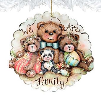Set of 2 - We Are Family ~ Bears Wooden Christmas Ornaments by J. Mills-Price - Christmas Decor