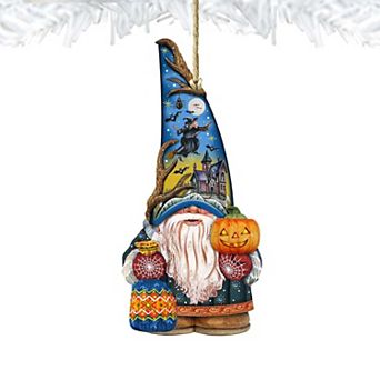 Set of 2 - Fall Gnome Dwarf Wooden Holiday Ornaments by G. DeBrekht - Thanksgiving Halloween Decor