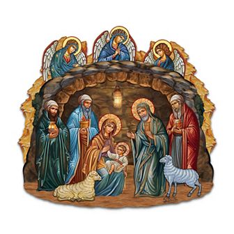 Orthodox Nativity Scene Holiday 24-Inch Door Decor by G. DeBrekht - Sacred Christmas Decor