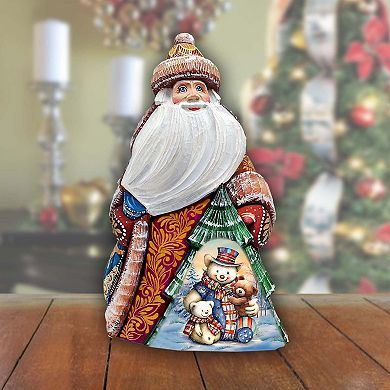 American-style Snowman Santa Wood Carved Figurine By G. Debrekht - Christmas Santa Snowman Decor