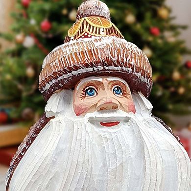 American-style Snowman Santa Wood Carved Figurine By G. Debrekht - Christmas Santa Snowman Decor