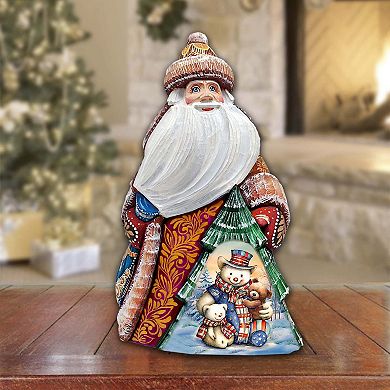 American-style Snowman Santa Wood Carved Figurine By G. Debrekht - Christmas Santa Snowman Decor