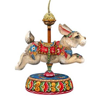 Carousel Bunny Easter 24-Inch Handcrafted Wooden Door Decor by G. DeBrekht - Spring & Holiday Decor