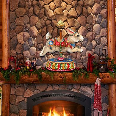 Carousel Bunny Easter 24-Inch Handcrafted Wooden Door Decor by G. DeBrekht - Spring & Holiday Decor