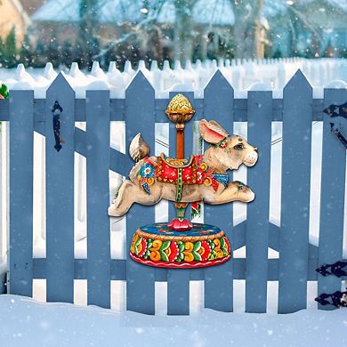 Carousel Bunny Easter 24-Inch Handcrafted Wooden Door Decor by G. DeBrekht - Spring & Holiday Decor