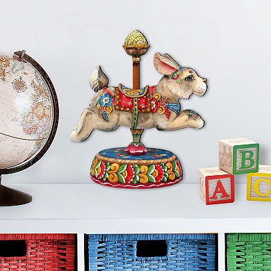 Carousel Bunny Easter 24-Inch Handcrafted Wooden Door Decor by G. DeBrekht - Spring & Holiday Decor