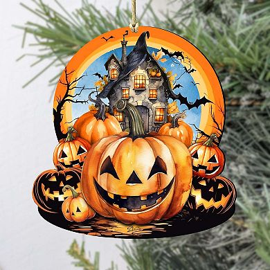 Haunted House Wooden Holiday Ornaments by G.DeBrekht - Halloween Decor