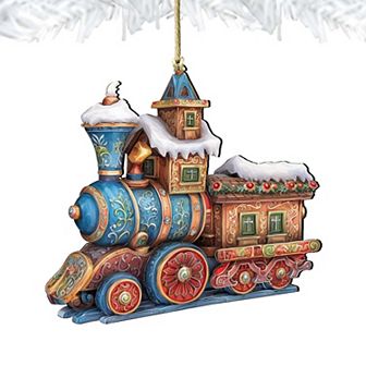 Christmas Train Wooden Christmas Ornaments by G. Debrekht - Christmas Decor
