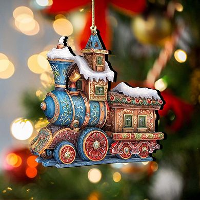 Christmas Train Wooden Christmas Ornaments by G. Debrekht - Christmas Decor