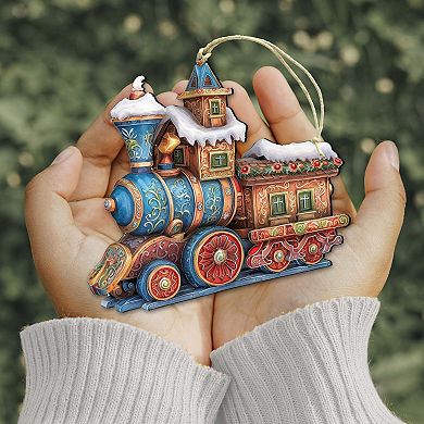 Christmas Train Wooden Christmas Ornaments by G. Debrekht - Christmas Decor