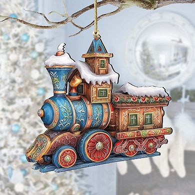 Christmas Train Wooden Christmas Ornaments by G. Debrekht - Christmas Decor