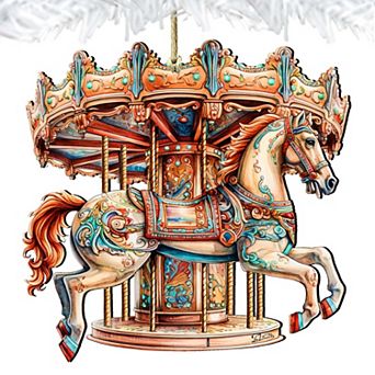 Carousel Horse Wooden Christmas Ornaments by G. Debrekht - Christmas Decor