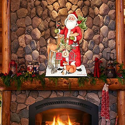 Christmas Décor - Woodland Playing Santa Outdoor Wall and Lawn Décor by Susan sale Winget Outdoor Wall Decor