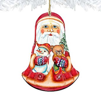 Set of 2 - Santa Roly - poly Doll Wooden Christmas Ornaments by G. DeBrekht - Christmas Santa Snowman Decor