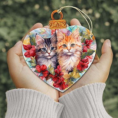 Cute Kittens Wooden Holiday Ornaments by G. Debrekht - Pets Decor