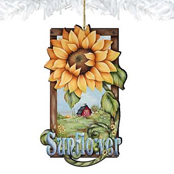 Set of 2 - Sunflower Farms Wooden Holiday Ornaments by J. Mills-Price - Easter Spring Decor
