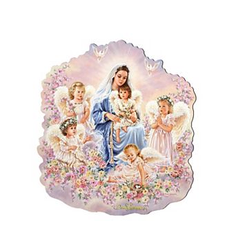 Gift of Love Angel Wreath 24-Inch Handcrafted Wooden Door Decor by D. Gelsinger - Holiday Decor