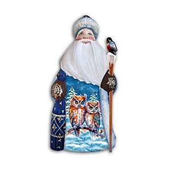 Couple Of Owls Santa Wood Carved Masterpiece Figurine By G. Debrekht - Christmas Decor