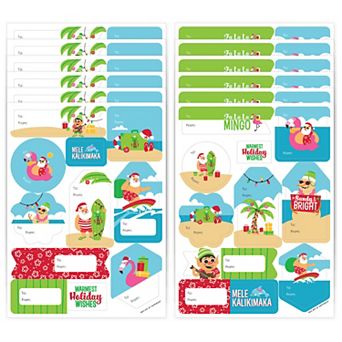 Big Dot Of Happiness Tropical Christmas Beach Santa Gift Tag Labels To And From 120 Stickers