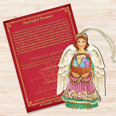Set of 2 - Easter Angel Wooden Holiday Ornaments by G. DeBrekht - Easter Spring Decor