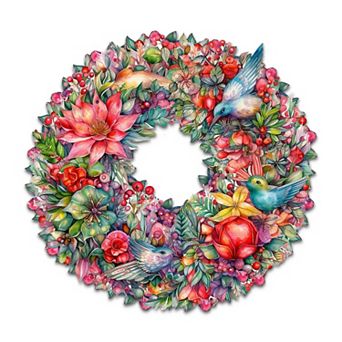Summer Blooms Wreath 24-Inch Handcrafted Wooden Door Decor by G. Debrekht - Christmas Decor