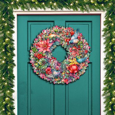 Summer Blooms Wreath 24-Inch Handcrafted Wooden Door Decor by G. Debrekht - Christmas Decor