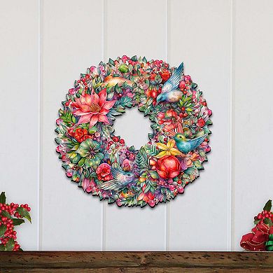 Summer Blooms Wreath 24-Inch Handcrafted Wooden Door Decor by G. Debrekht - Christmas Decor