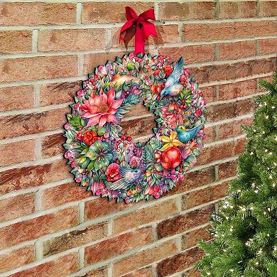Summer Blooms Wreath 24-Inch Handcrafted Wooden Door Decor by G. Debrekht - Christmas Decor