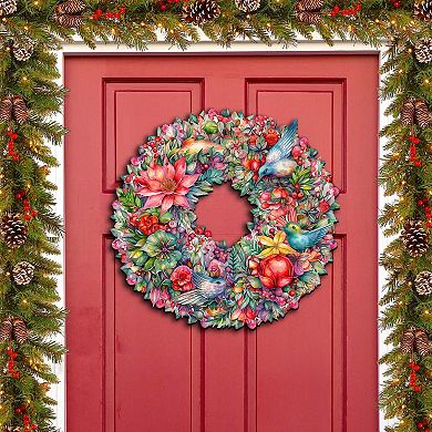 Summer Blooms Wreath 24-Inch Handcrafted Wooden Door Decor by G. Debrekht - Christmas Decor