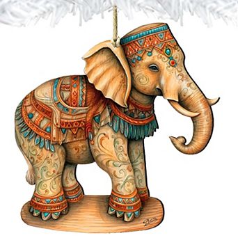 Carousel Elephants Wooden Christmas Ornaments Set of 3 by G. Debrekht - Christmas Decor