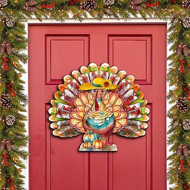 Thanksgiving Turkey Holiday 24-Inch Door Decor by G. Debrekht - Thanksgiving Halloween Decor