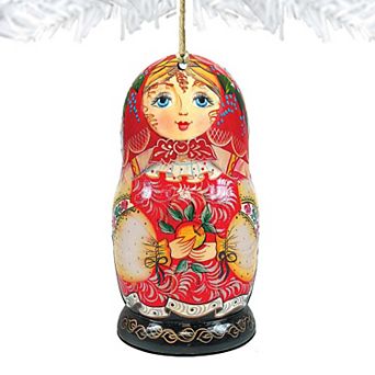 Set of 2 - Nesting Doll Matreshka Wooden Christmas Ornaments by G. DeBrekht - Christmas Decor
