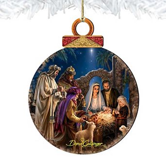 Set of 2 - Miracle Nativity Wooden Holiday Ornaments by Gelsinger - Nativity Holiday Decor