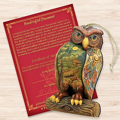Set of 2 - Owl Wooden Holiday Ornaments Halloween by G. DeBrekht - Thanksgiving Halloween Decor