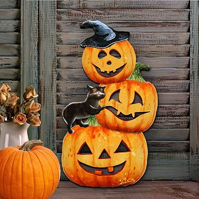 Scary Stacking Pumpkins Halloween 24-Inch Door Decor by G. DeBrekht - Thanksgiving Decor