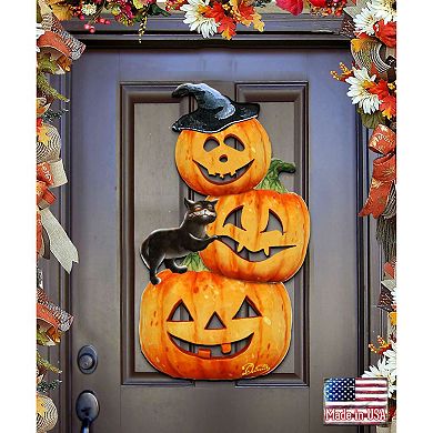 Scary Stacking Pumpkins Halloween 24-Inch Door Decor by G. DeBrekht - Thanksgiving Decor