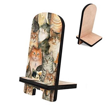 Sophisticated Cats Cell Phone Stand Family Decor Wood Mobile Holder Organizer