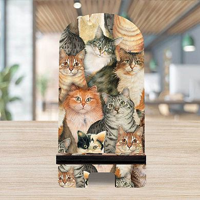 Sophisticated Cats Cell Phone Stand Family Decor Wood Mobile Holder Organizer