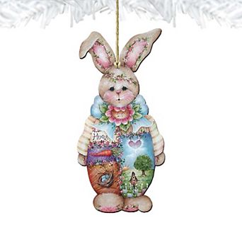 Set of 2 - Bella Bunny Wooden Holiday Ornaments Easter by J. Mills-Price - Easter Spring Decor